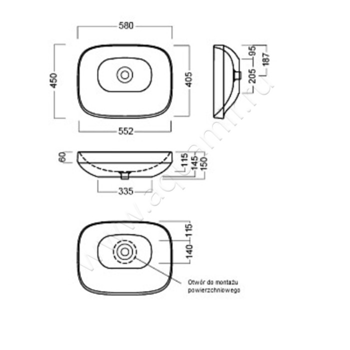 Раковина-чаша накладная Hatria Abito 00YXXA01 размеры