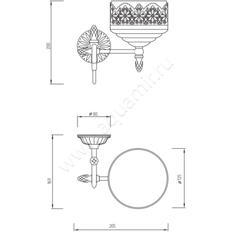 Мыльница подвесная Migliore Versailles 32688 размеры