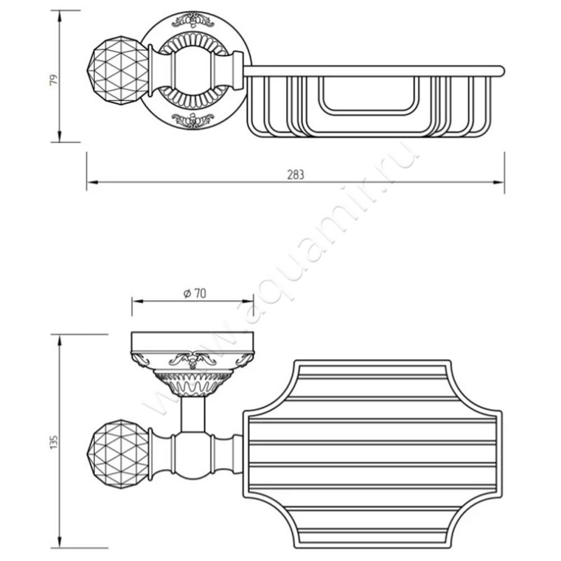 Мыльница подвесная Migliore Cristalia 16845 размеры