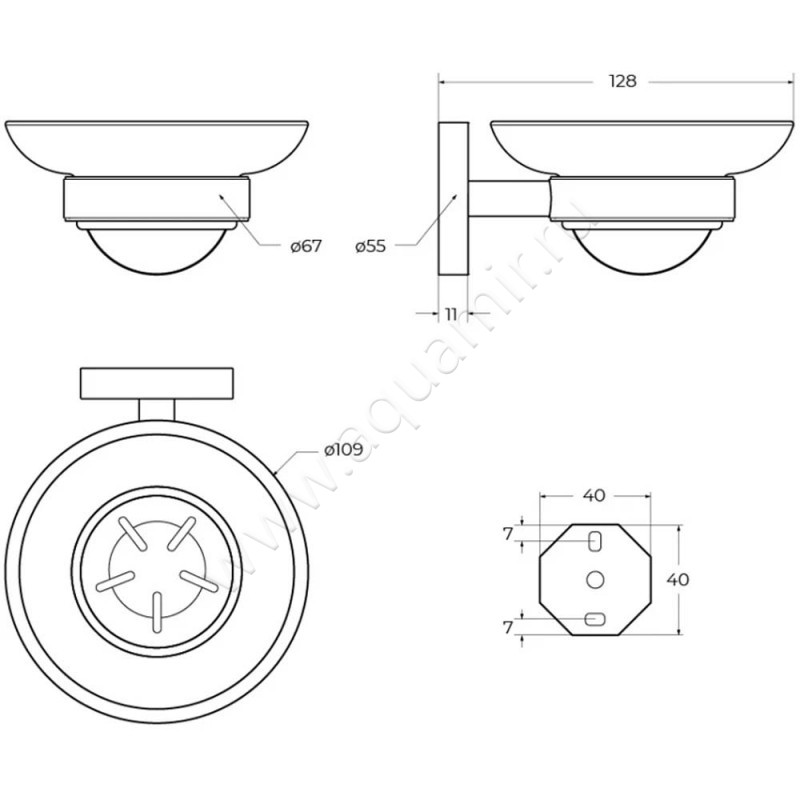 Мыльница подвесная Cezares Relax RELAXSODSGM размеры