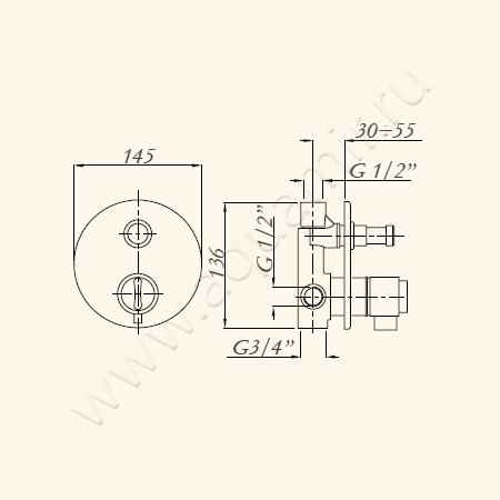 Встраиваемый смеситель для душа Migliore Fortis 18673 размеры