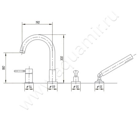 Смеситель для ванны Migliore Fortis 18651 размеры