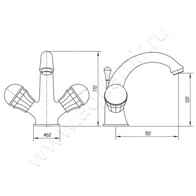 Смеситель для раковины Migliore Korona 27312 размеры