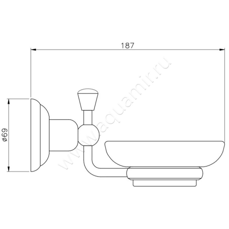 Мыльница подвесная Nicolazzi Onice 1487GF09O размеры