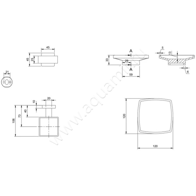 Мыльница подвесная Villeroy & Boch Elements-Striking TVA15202000064 размеры