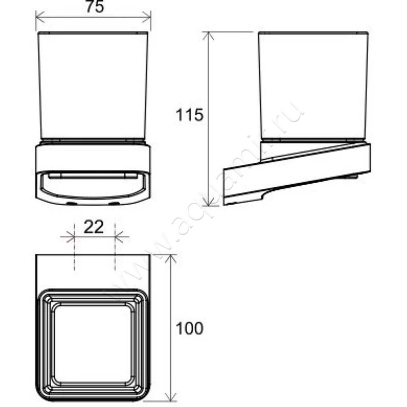 Стакан подвесной Ravak 10 X07P557 размеры