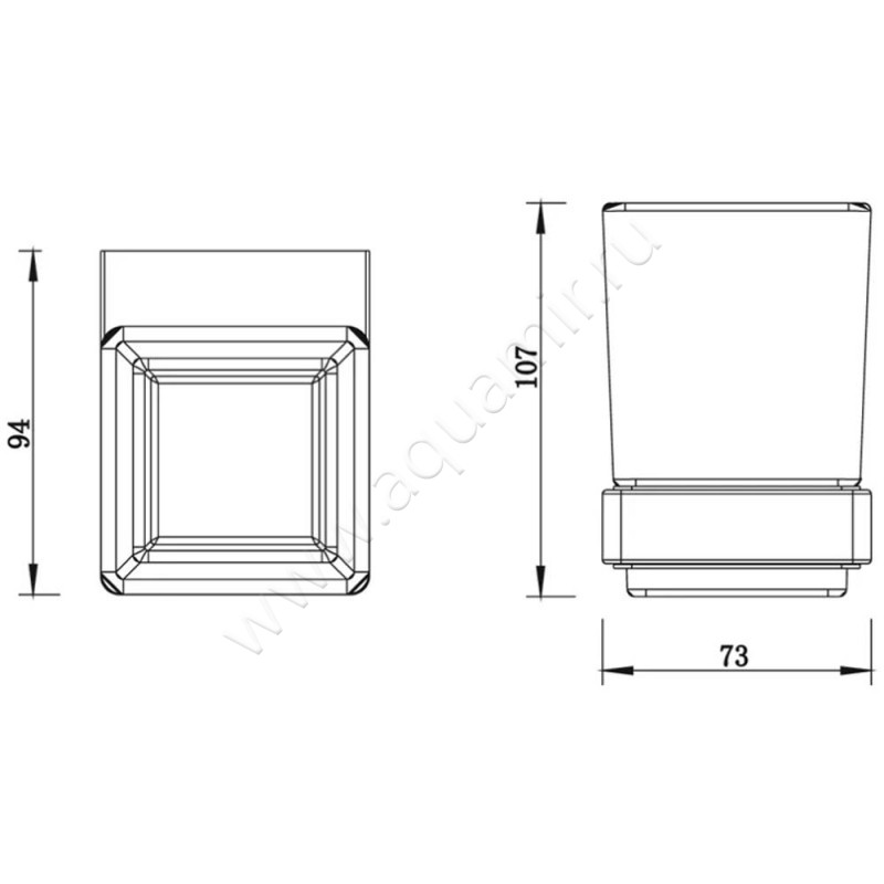 Стакан подвесной Whitecross Cubo CU2430BL размеры