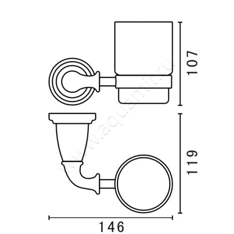 Стакан подвесной Art&Max Bianchi AME2602BR размеры