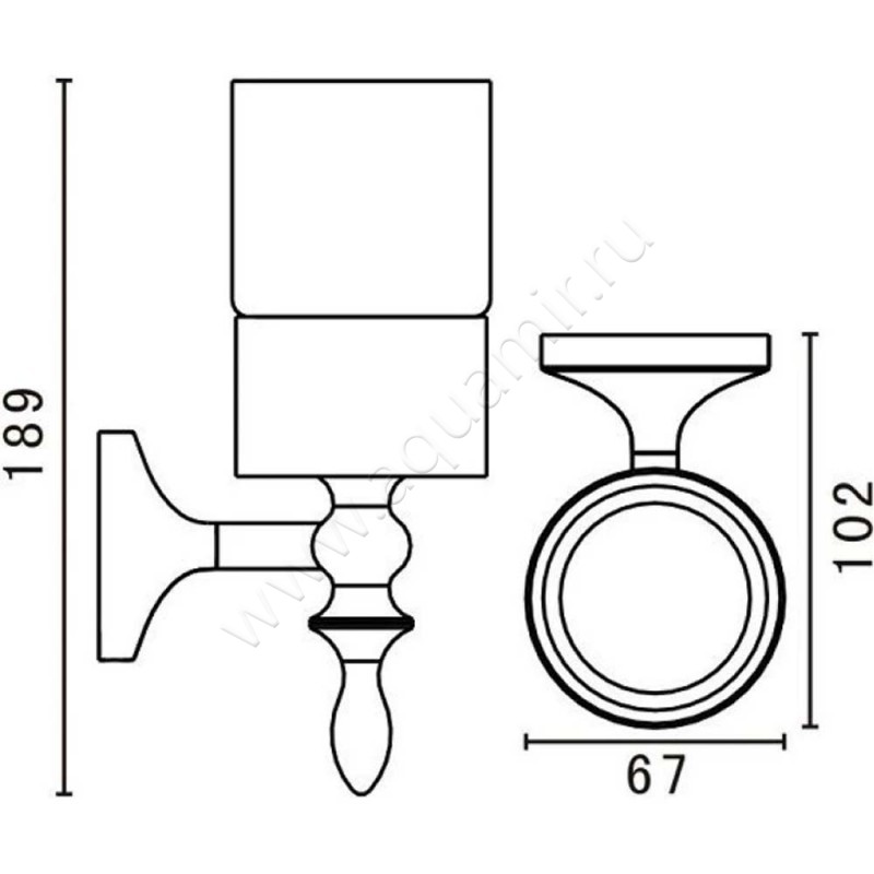 Стакан подвесной Art&Max Bohemia AME4268CR размеры