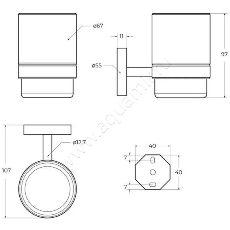 Стакан подвесной Cezares Relax RELAXTUMS01 размеры