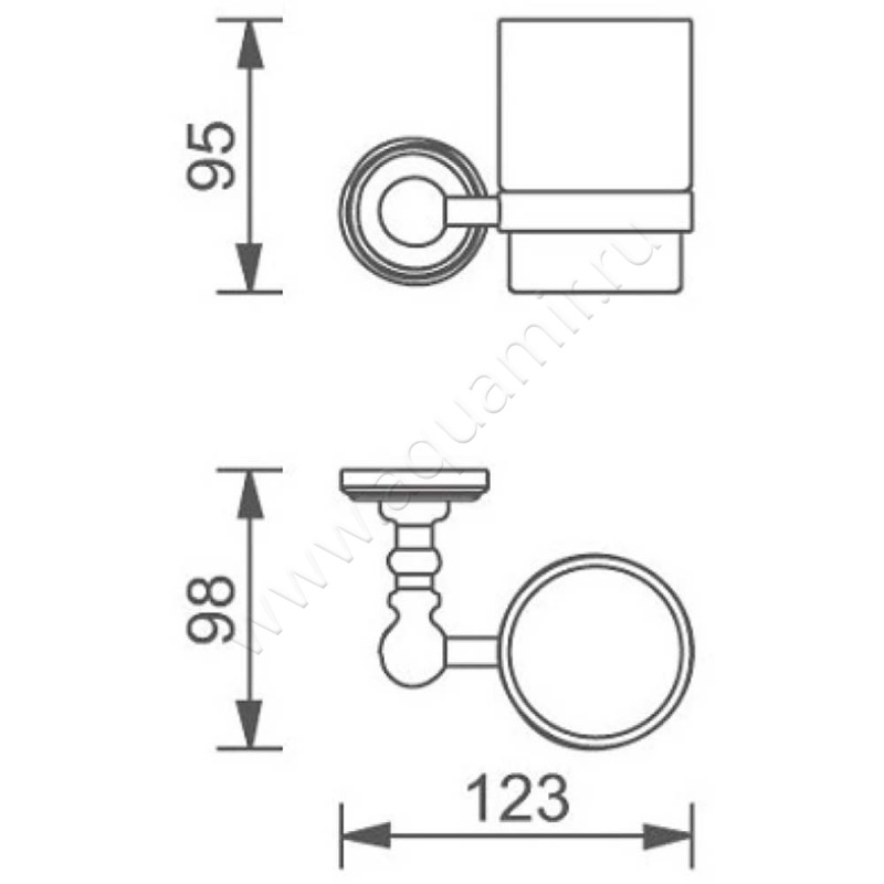 Стакан подвесной Aquanet 4600 00189282 размеры