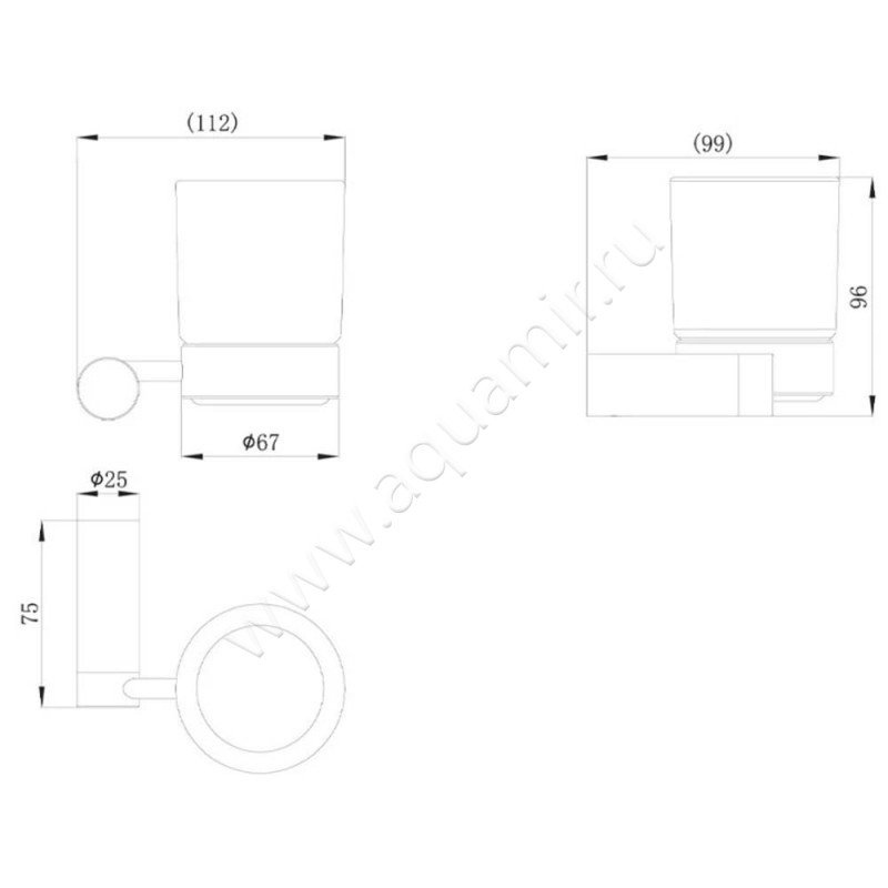 Стакан подвесной Raiber Graceful RPG80007 размеры