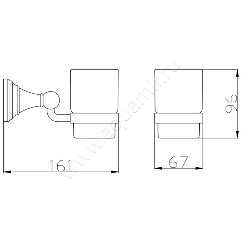 Стакан подвесной Rav Slezak Morava MKA0201B размеры