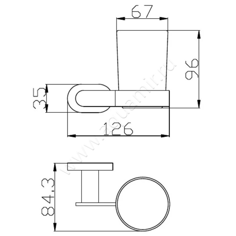 Стакан подвесной Rav Slezak Yukon YUA0201CMATZ размеры
