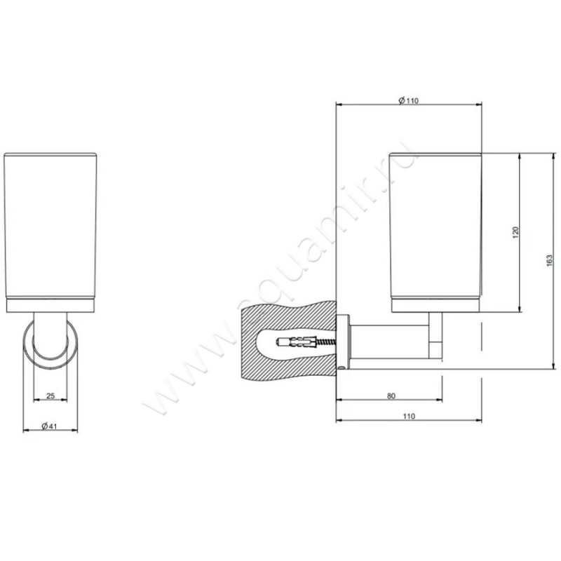 Стакан подвесной Gessi Emporio 38809149 размеры