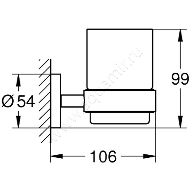Стакан подвесной Grohe Essentials 40447DC1 размеры
