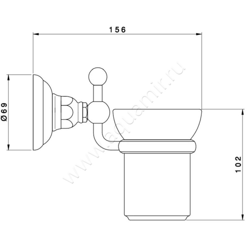 Стакан подвесной Nicolazzi Le Pietre 1488CR09 размеры