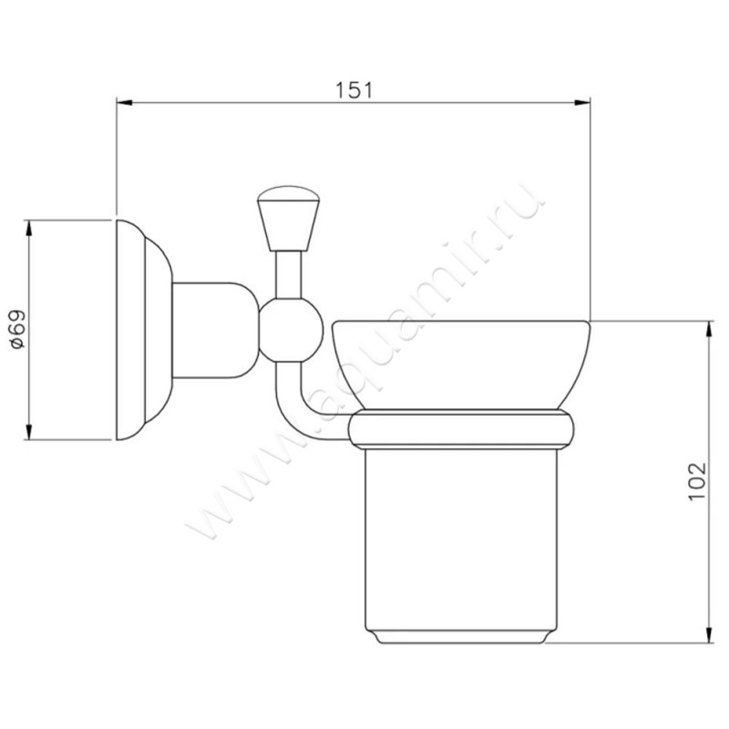 Стакан подвесной Nicolazzi Onice 1488CR09O размеры