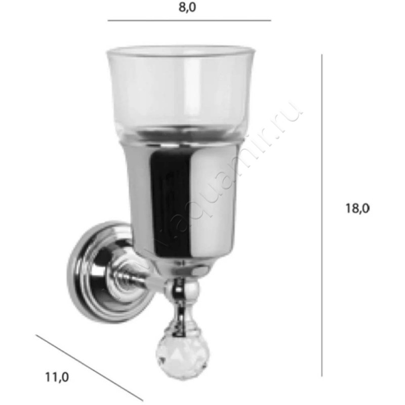 Стакан подвесной Tiffany World Crystal TWCR109OROSW размеры