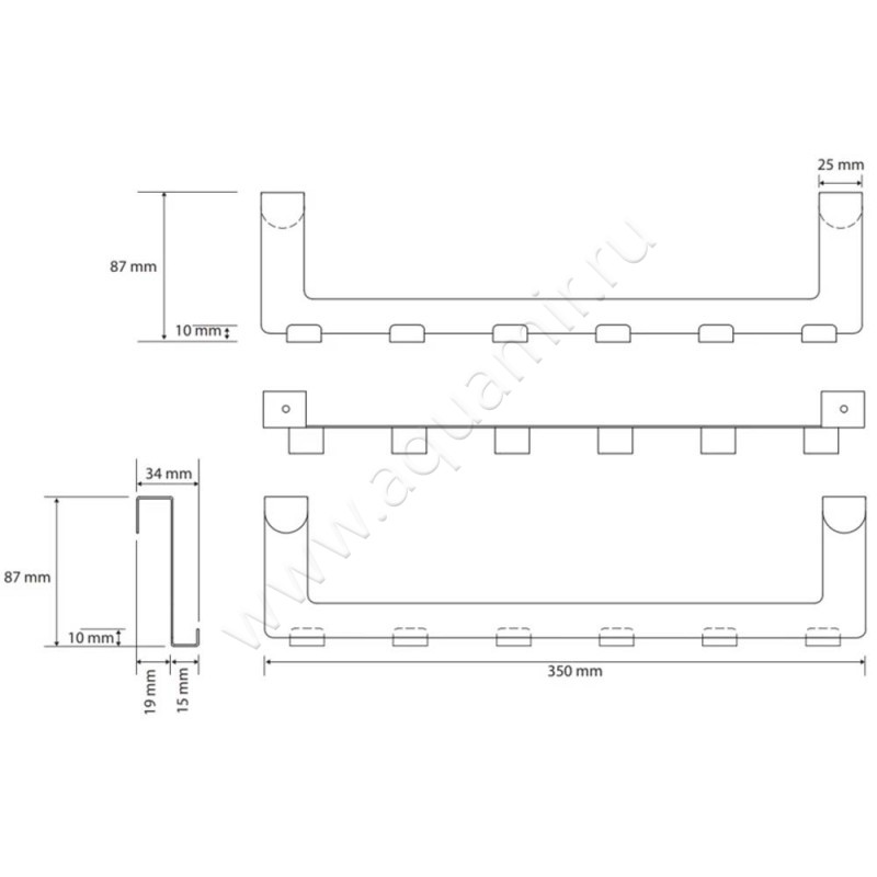 Крючок Bemeta White 101106234 размеры