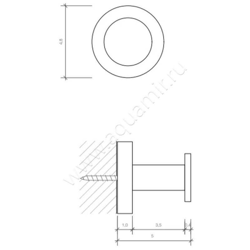 Крючок Decor Walther Basic 0530460 размеры
