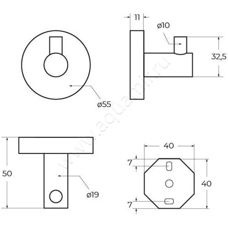 Крючок Cezares Relax RELAXHKNOP размеры