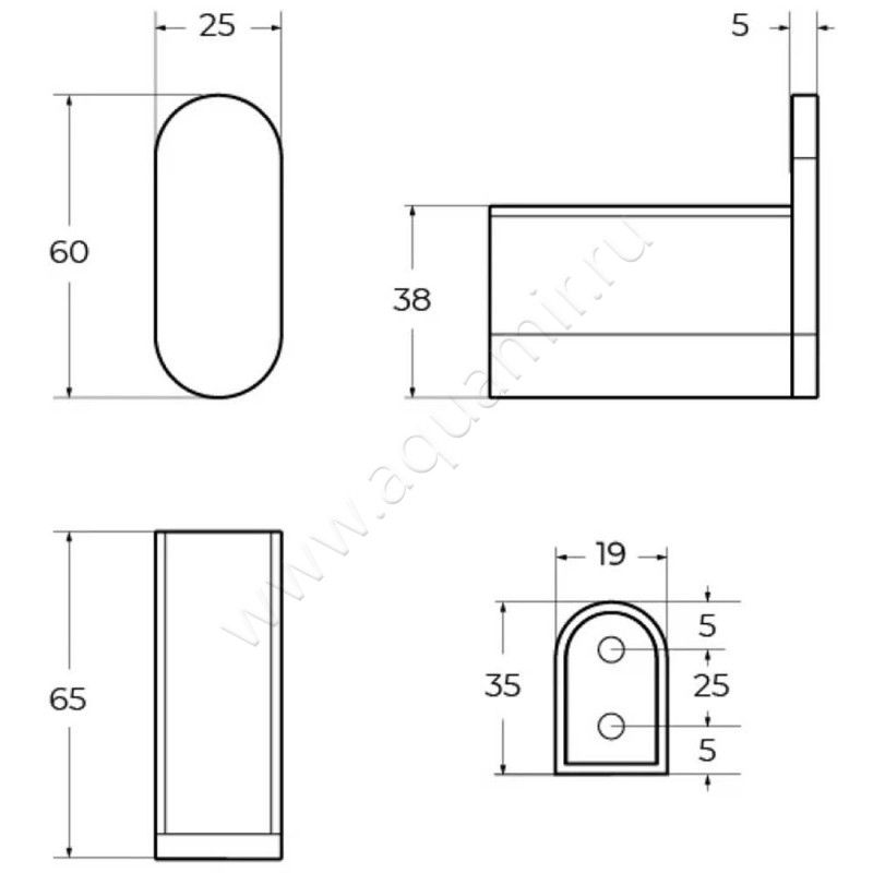 Крючок Cezares Stylus STYLUSHKBORO размеры