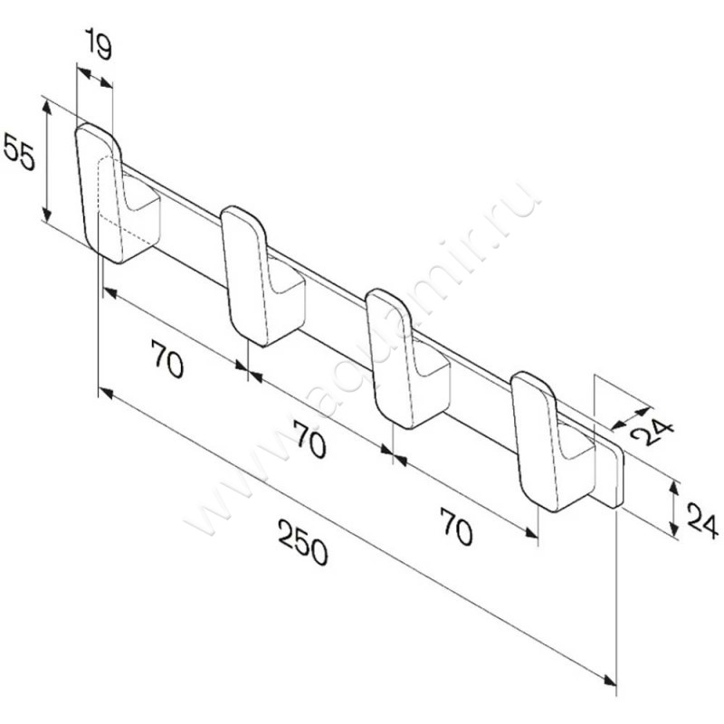 Крючок AM.PM Func A8F35900 размеры