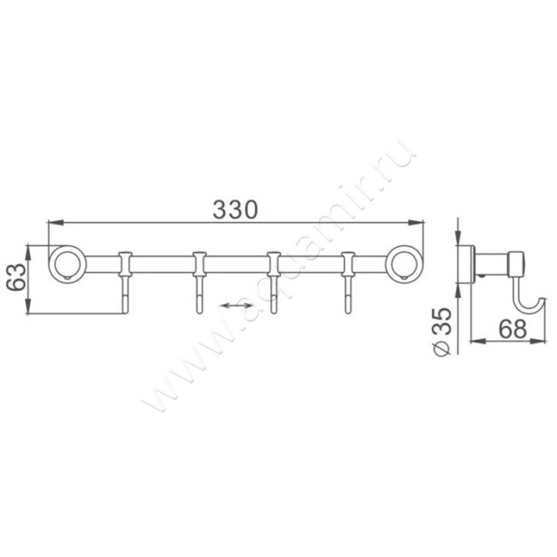 Крючок Haiba HB2054 размеры