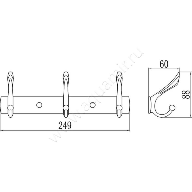 Крючок Savol S-06203B размеры