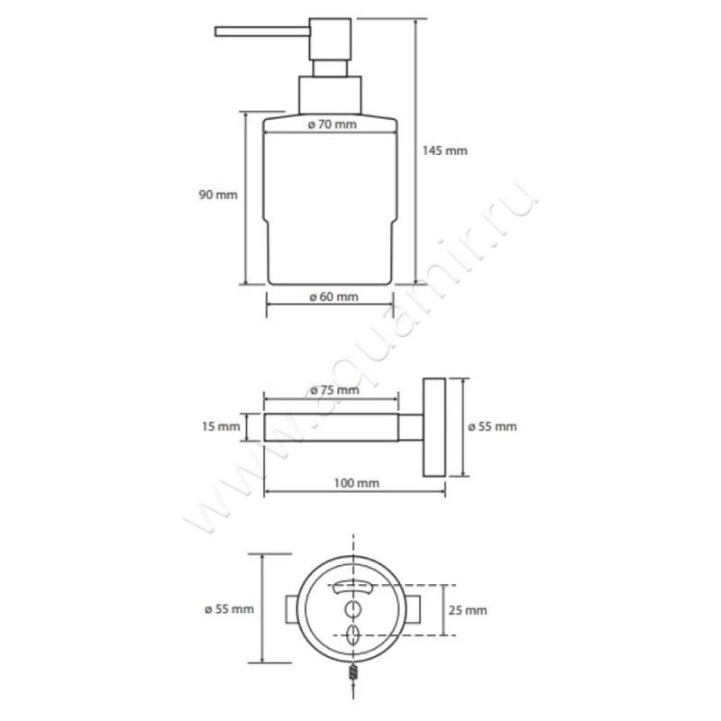 Дозатор Bemeta Dark 104109100 размеры