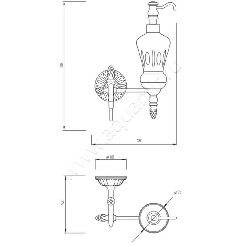 Дозатор Migliore Versailles 32636 размеры