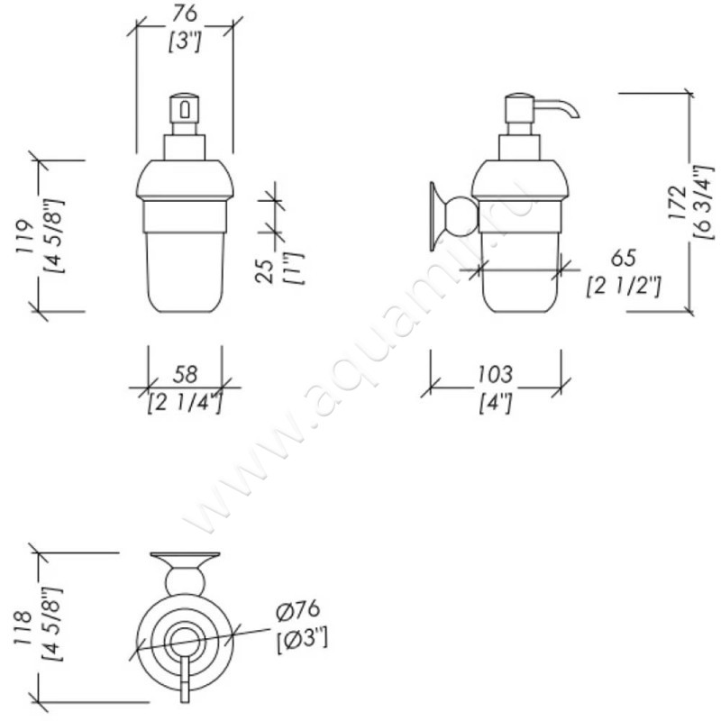 Дозатор Devon & Devon New York NY130CR размеры