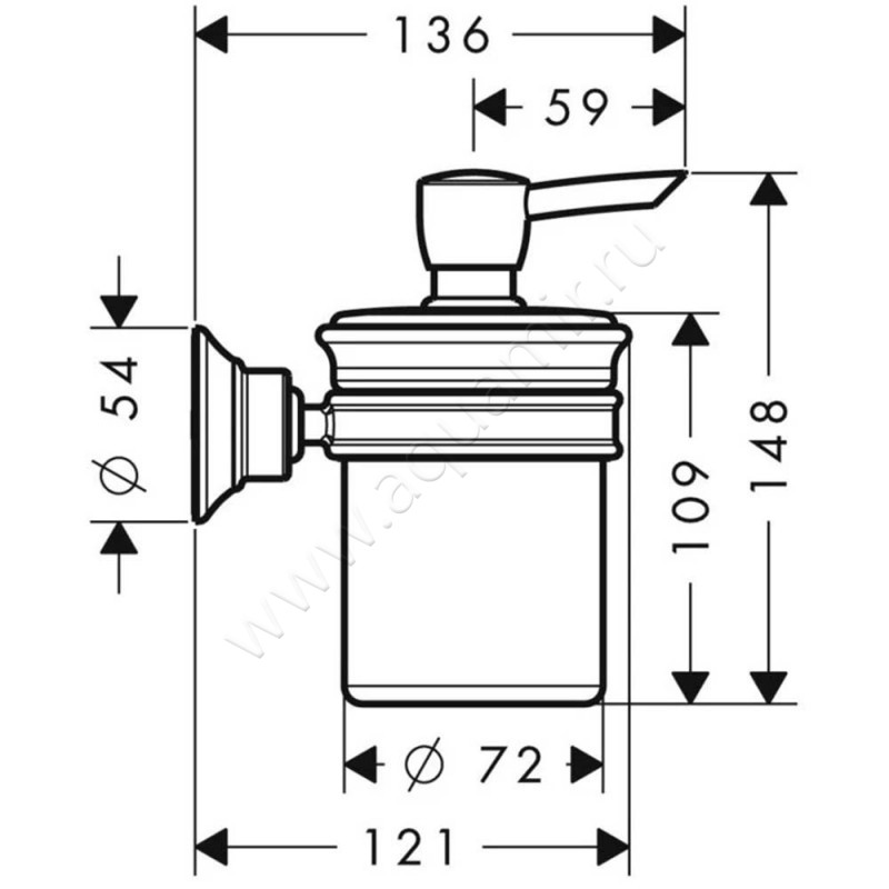 Дозатор Hansgrohe Axor Montreux 42019830 размеры