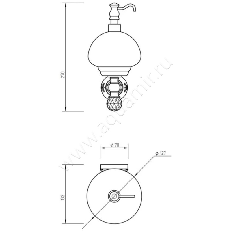 Дозатор Migliore Cristalia 16798 размеры