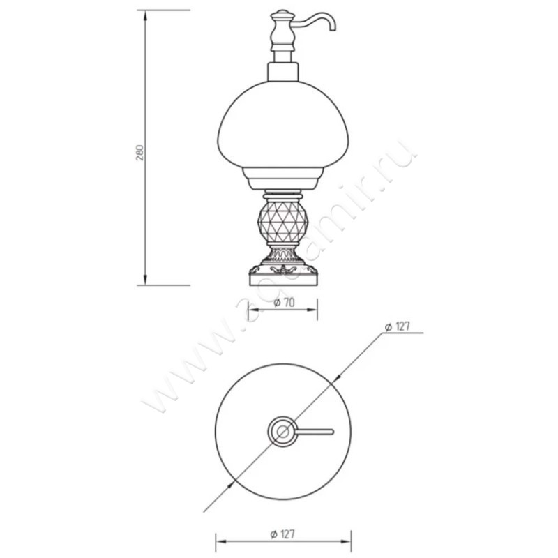 Дозатор Migliore Cristalia 16799 размеры