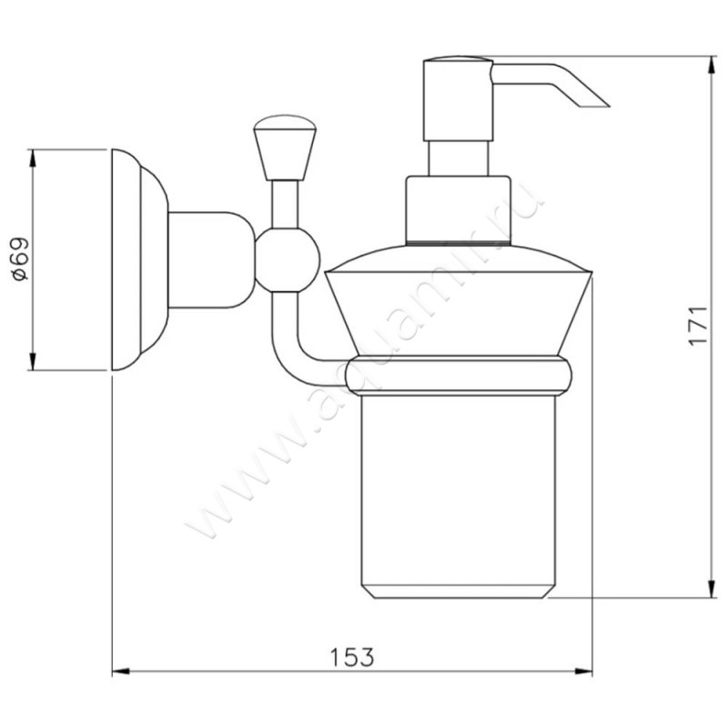Дозатор Nicolazzi Onice 1489CR09O размеры