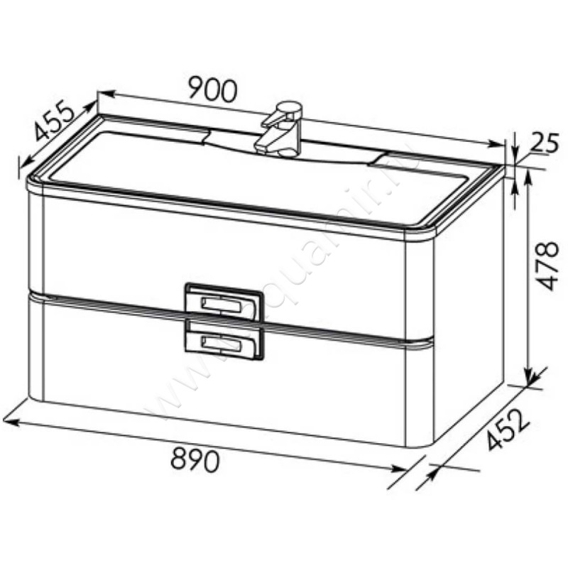 Раковина мебельная накладная Aquanet 00174786 размеры