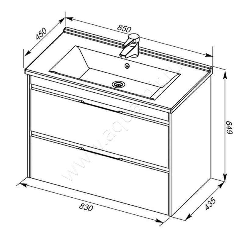 Раковина мебельная накладная Aquanet 00182320 размеры
