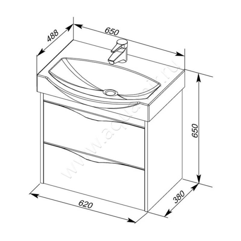 Раковина мебельная накладная Aquanet 00182328 размеры