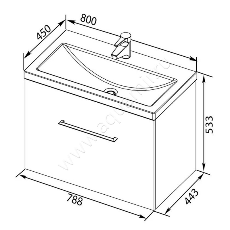 Раковина мебельная накладная Aquanet 00183660 размеры