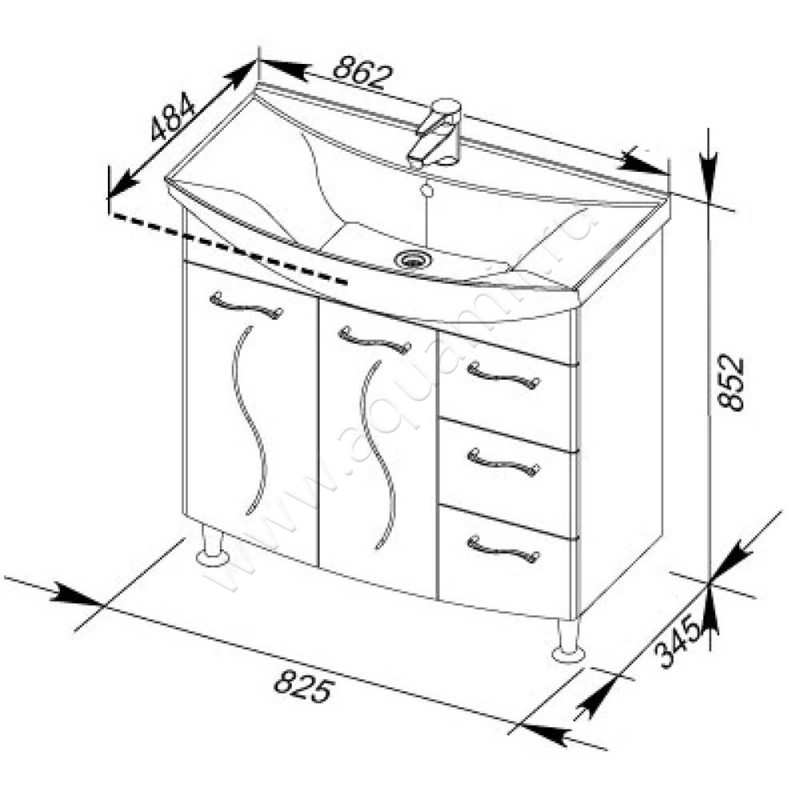 Раковина мебельная накладная Aquanet 00185346 размеры