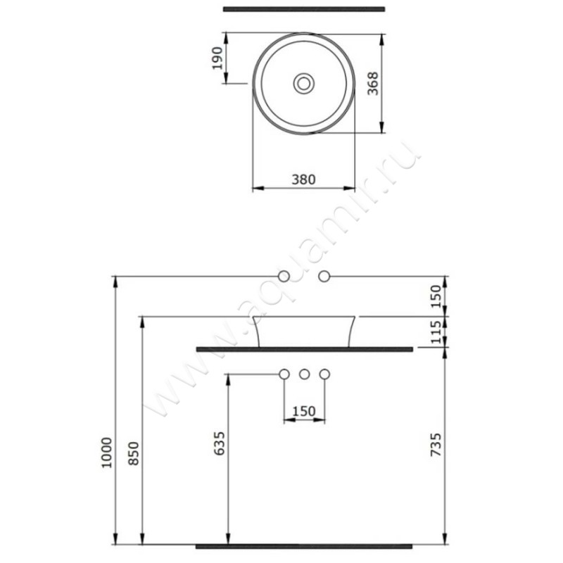 Раковина-чаша накладная Berges Wasserhaus Ego 181061 размеры