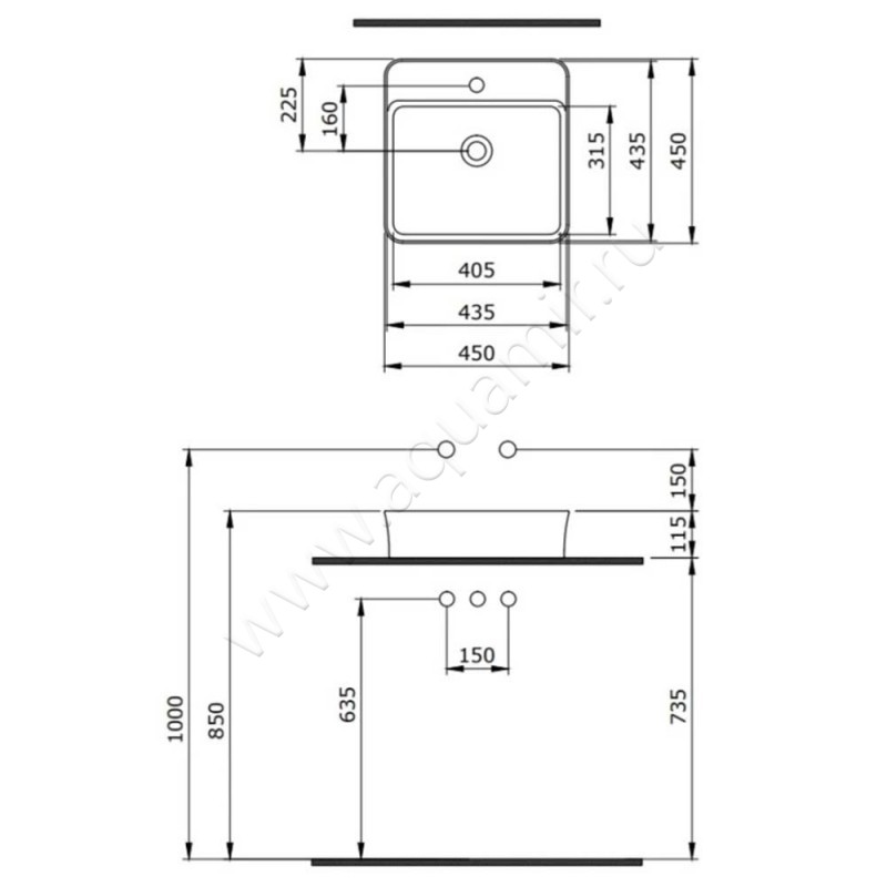 Раковина-чаша накладная с отверстием под смеситель Berges Wasserhaus Ego 182024 размеры