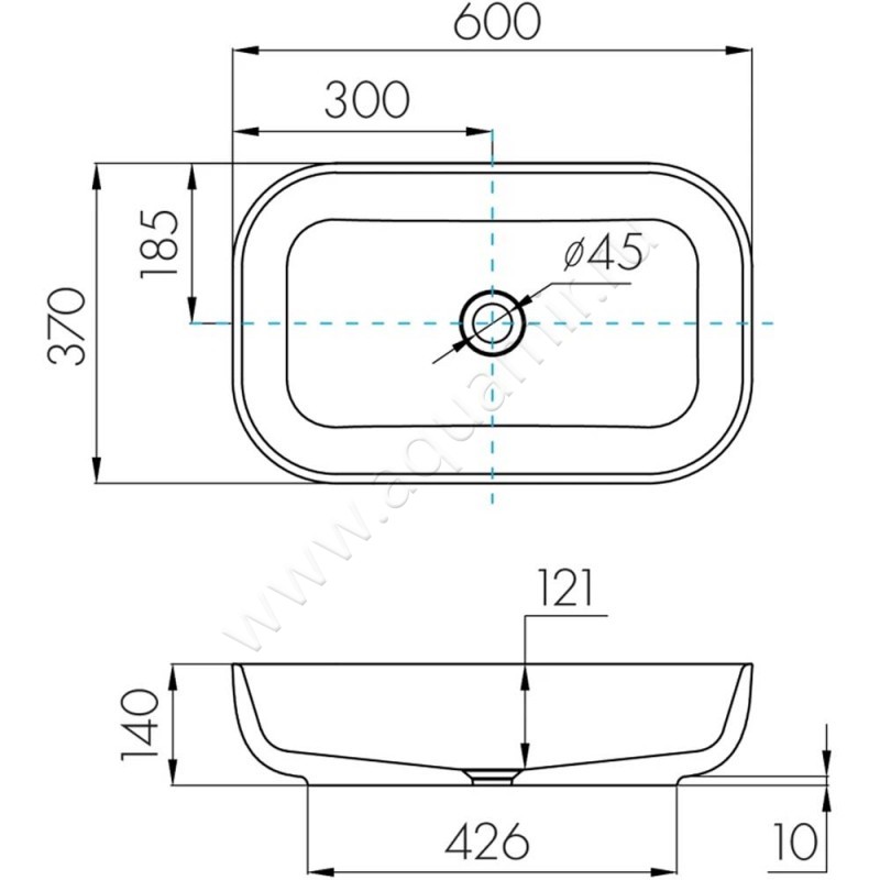 Раковина-чаша накладная Aquaton Лола 1A73313KLK010 размеры