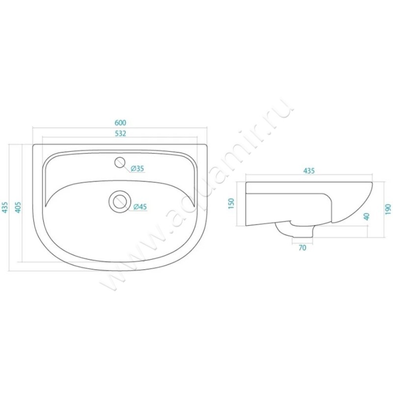 Раковина мебельная накладная Santek Эллада 1WH110198 размеры