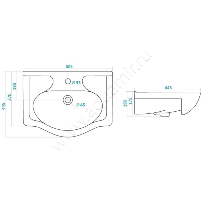 Раковина мебельная накладная Aquaton Селигер 1WH110268 размеры