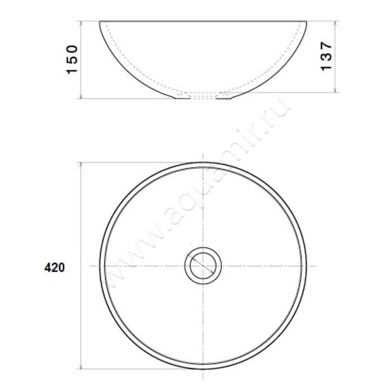 Раковина-чаша накладная Bronze de Luxe 2231 размеры