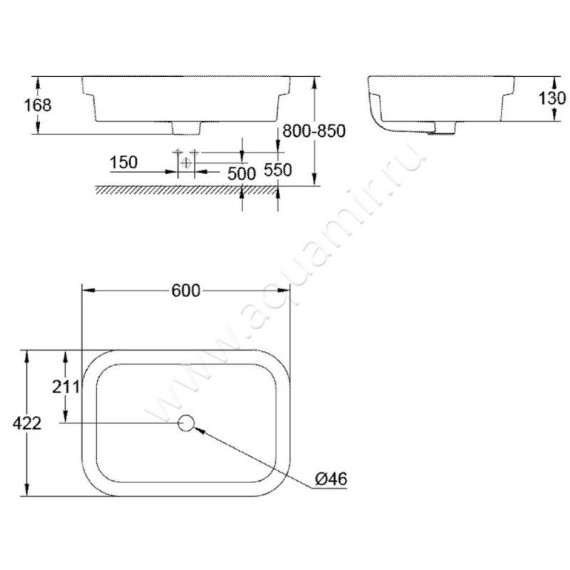 Раковина-чаша накладная Grohe Eurocosmo 39124001 размеры
