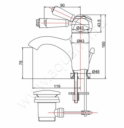 Смеситель для раковины Burlington Chelsea CH22 размеры